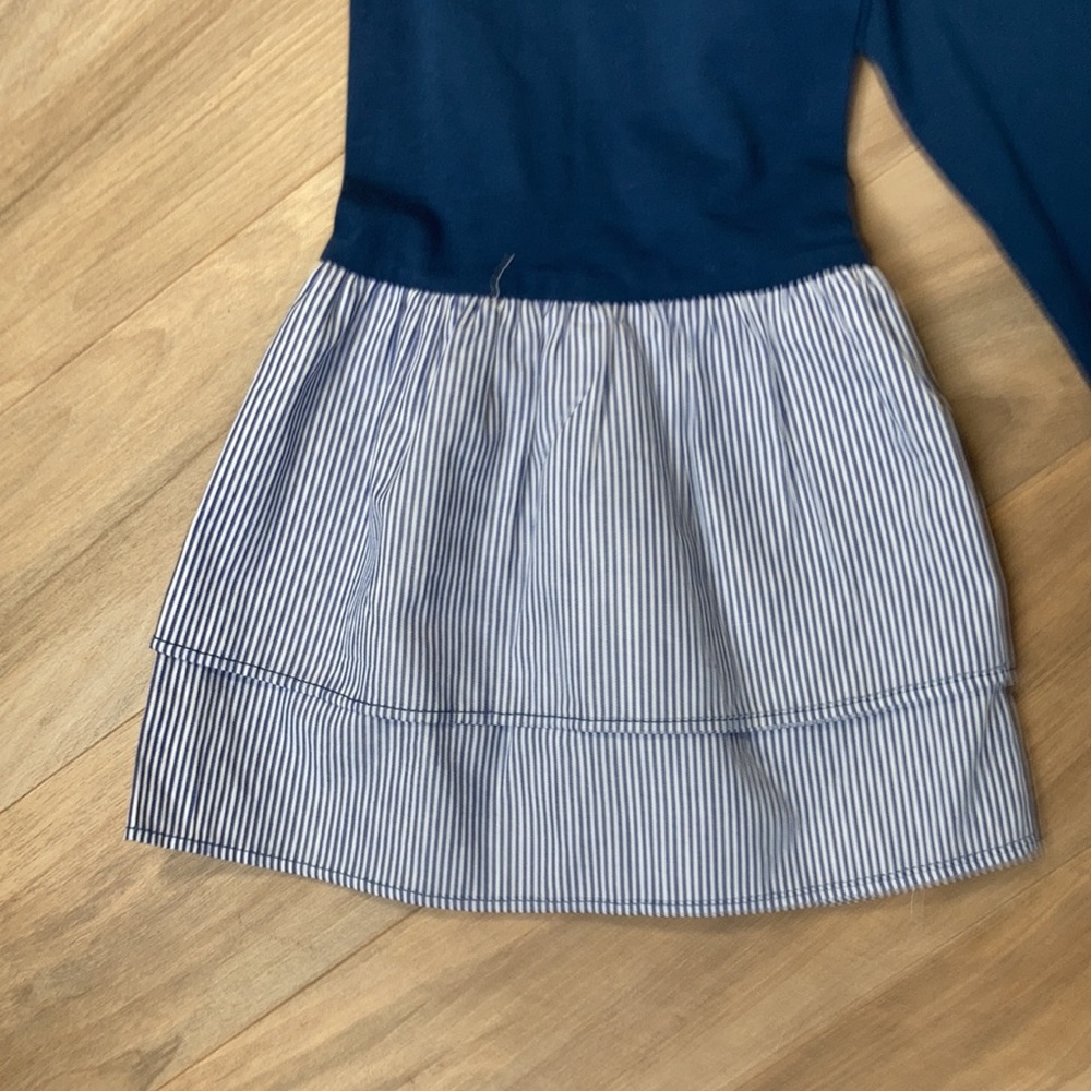 DG2 navy blue top w striped ruffle bell sleeve detail boho XS - Picture 9 of 17